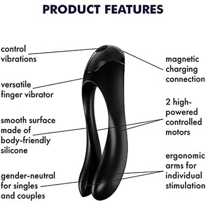 Satisfyer Candy Cane Finger Vibrator Black - Peaches & Cream