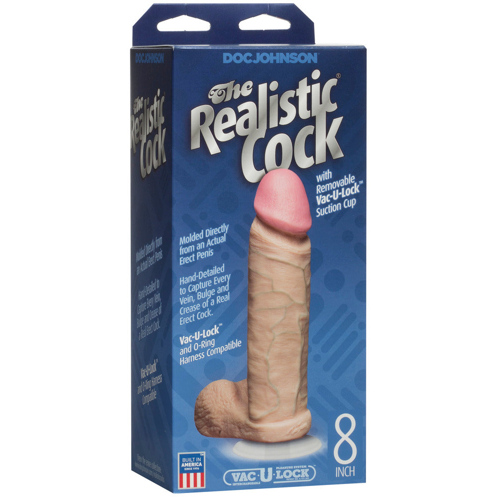 The Realistic Cock 8 Inch Dildo Flesh Pink - Peaches & Cream