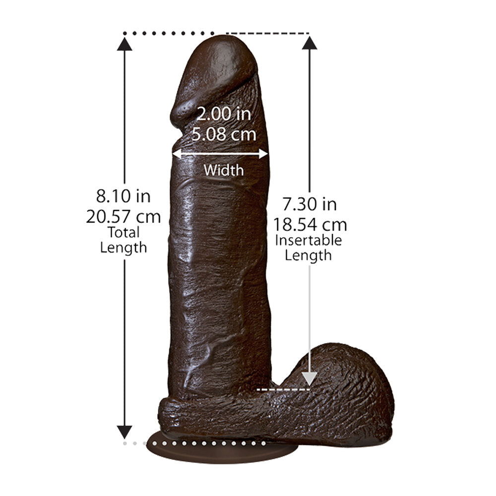 The Realistic Cock 8 Inch Dildo Black - Peaches & Cream