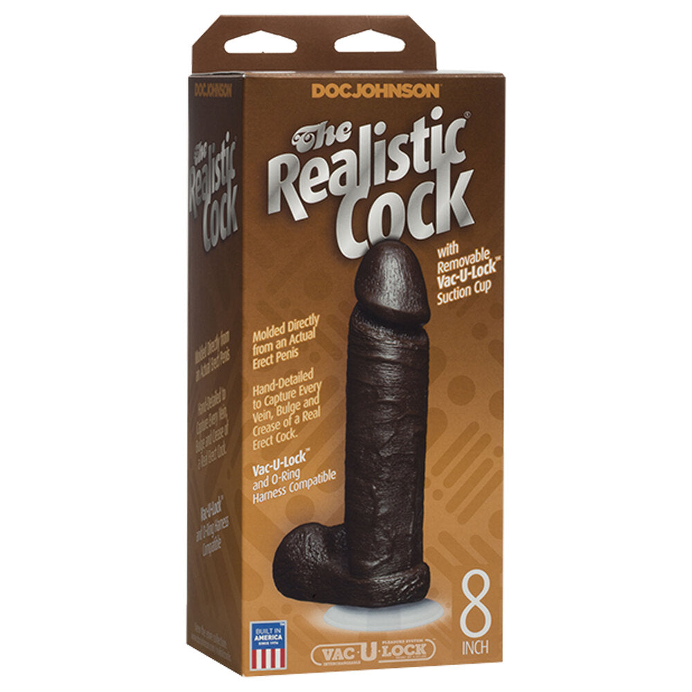 The Realistic Cock 8 Inch Dildo Black - Peaches & Cream