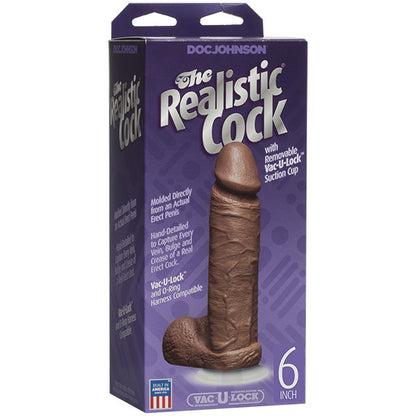 The Realistic Cock 6 Inch Dildo Flesh Brown - Peaches & Cream