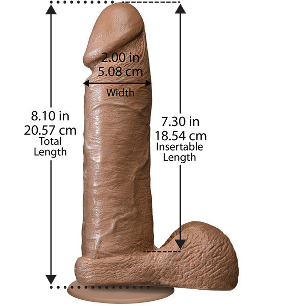 The Realistic Cock 8 Inch Dildo Flesh Brown - Peaches & Cream