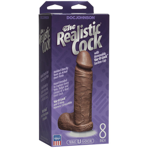 The Realistic Cock 8 Inch Dildo Flesh Brown - Peaches & Cream