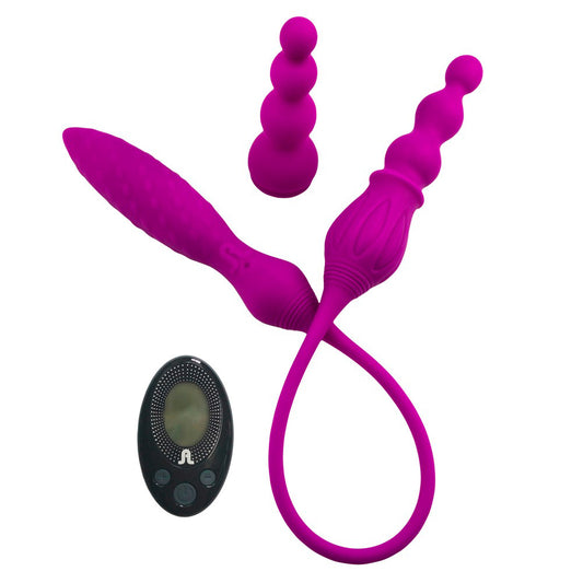 Adrien Lastic Remote Controlled 2X Double Ended Vibrator - Peaches & Cream