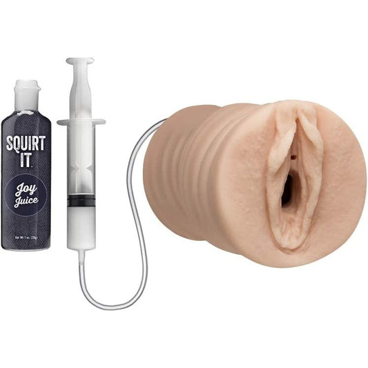 Squirting Pussy Stroker with Joy Juice Vanilla - Peaches & Cream