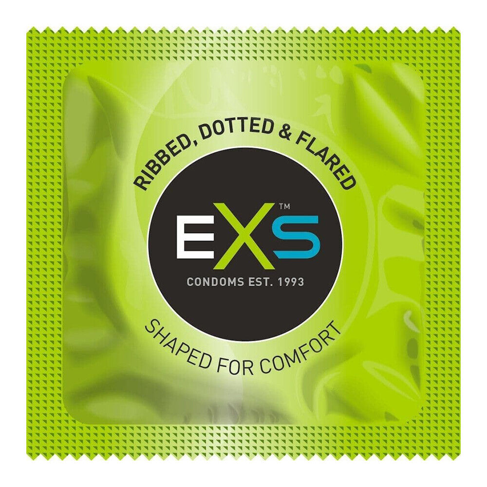 EXS Comfy Fit Ribbed and Dotted Condoms 12 Pack - Peaches & Cream