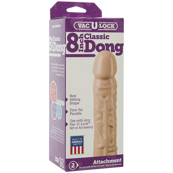 VacULock Classic 8 Inch Dong Attachment - Peaches & Cream