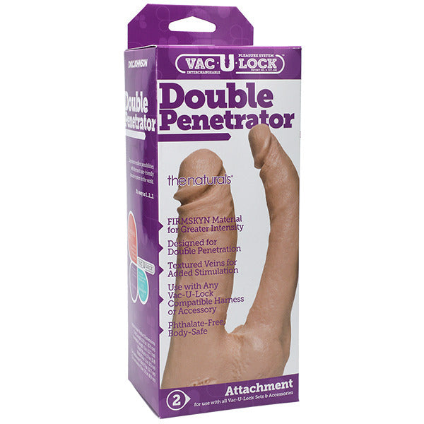 VacULock Double Penetrator Natural Dildo Attachment - Peaches & Cream