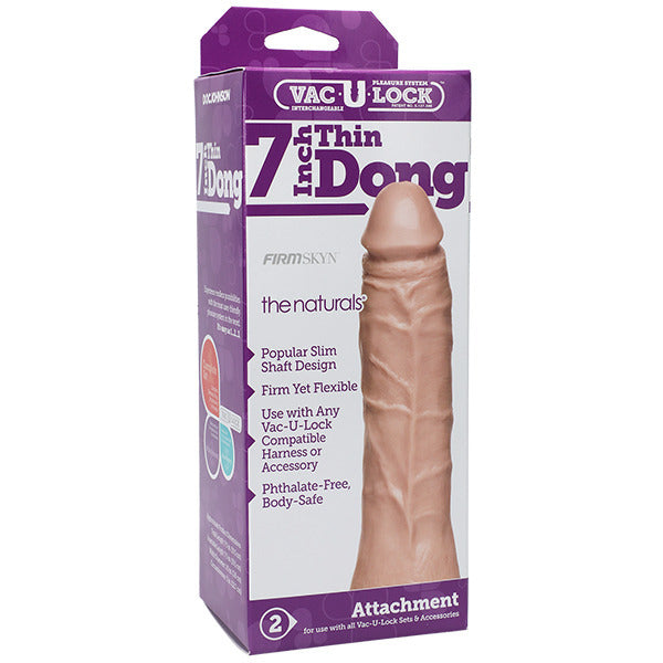 VacULock Thin 7 Inch Natural Dong Attachment - Peaches & Cream