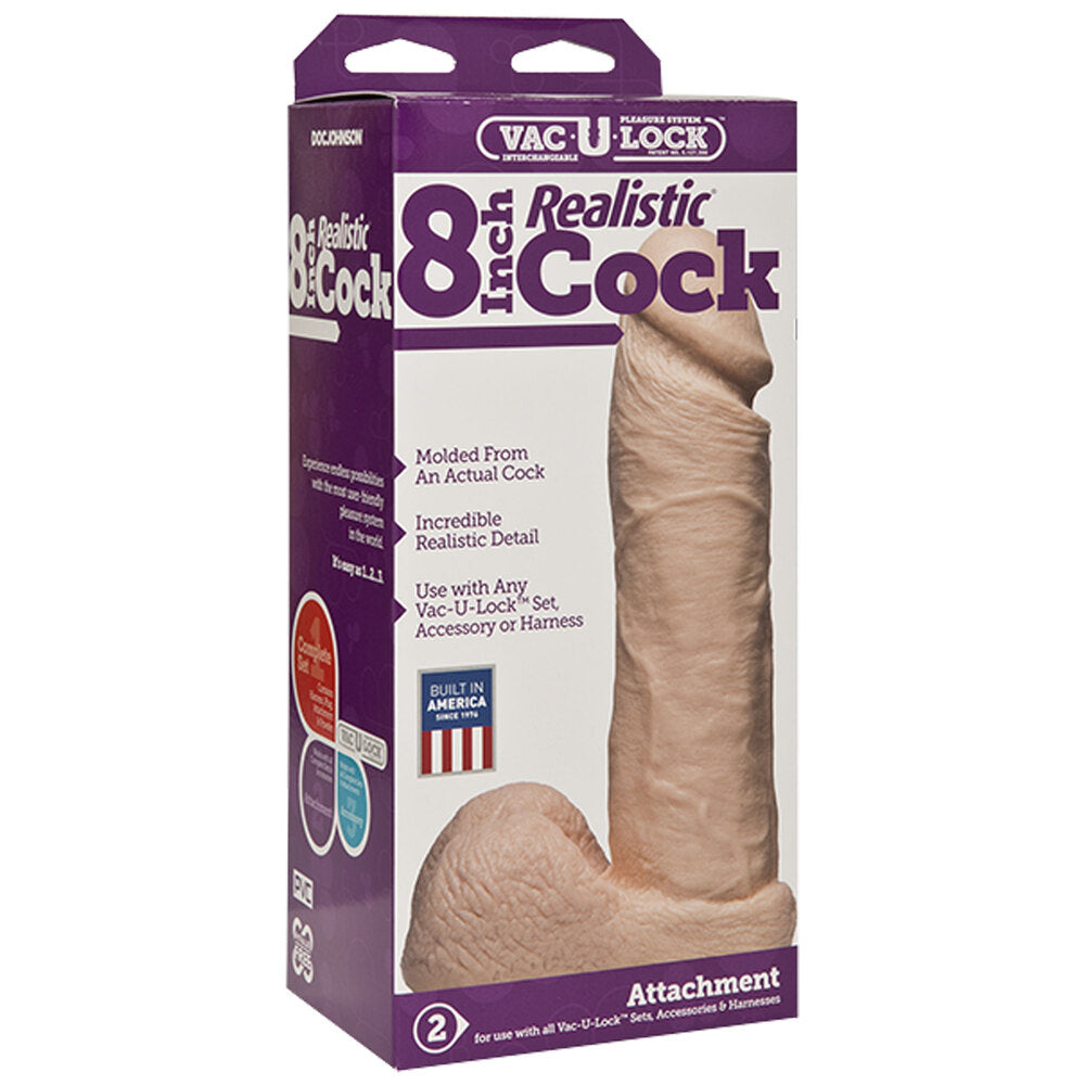 VacULock 8 Inch Realistic Cock Attachment Flesh Pink - Peaches & Cream