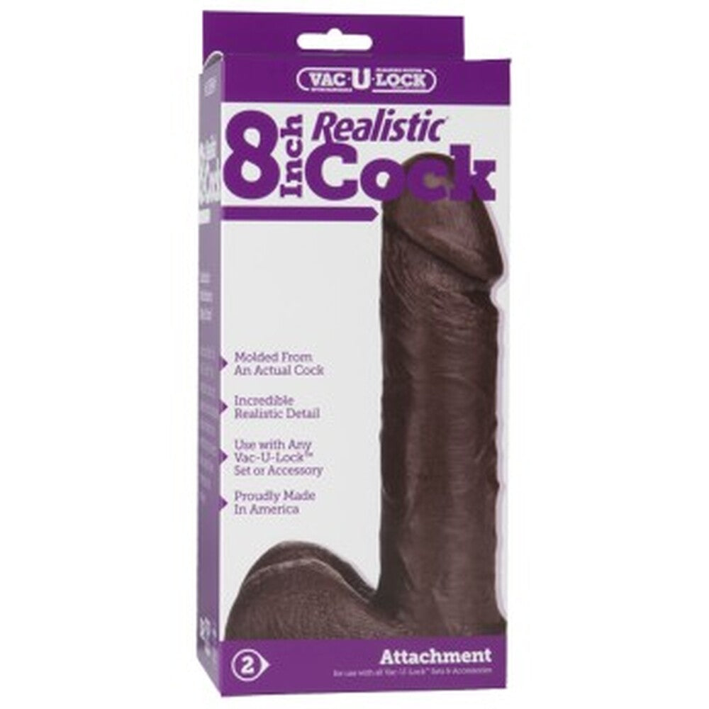 VacULock 8 Inch Realistic Dildo Attachment Black - Peaches & Cream