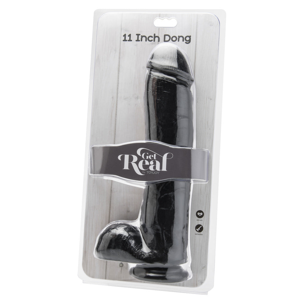 ToyJoy Get Real 11 Inch Dong With Balls Black - Peaches & Cream