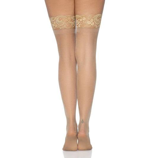 Leg Avenue Stay Up Sheer Thigh Hold Ups Nude UK 8 to 14 - Peaches & Cream