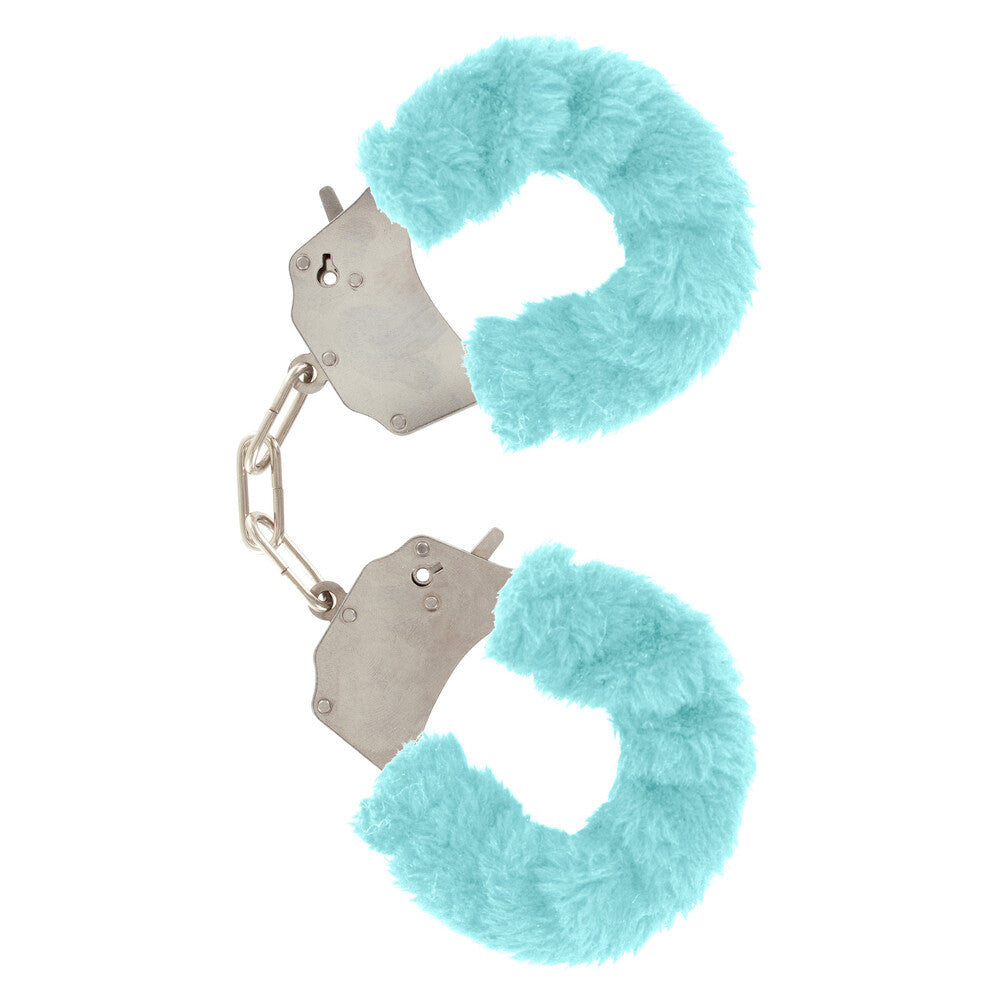 ToyJoy Furry Fun Wrist Cuffs Aqua - Peaches & Cream