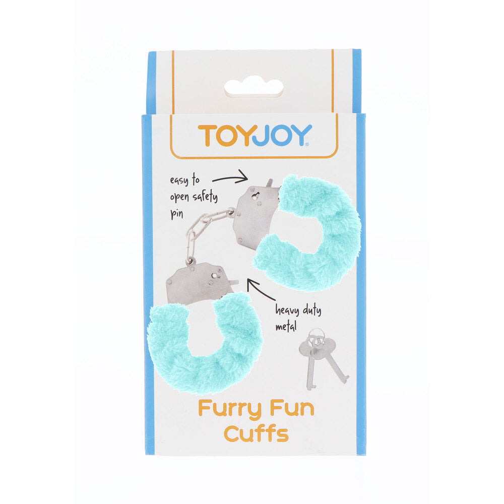 ToyJoy Furry Fun Wrist Cuffs Aqua - Peaches & Cream