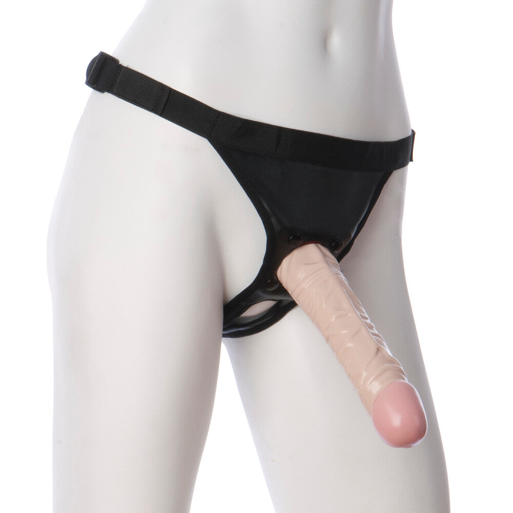 VacULock 8 Inch Classic Dong With Ultra Harness - Peaches & Cream