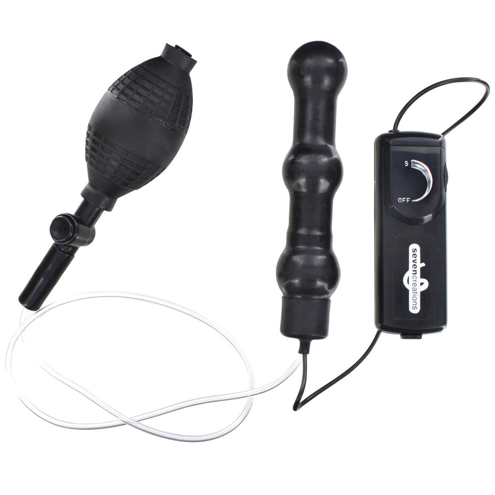 Zepplin Unisex Inflatable Vibrating Anal Wand Black - Peaches & Cream