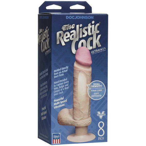 The Realistic Cock 8 Inch Vibrating Dildo Flesh Pink - Peaches & Cream