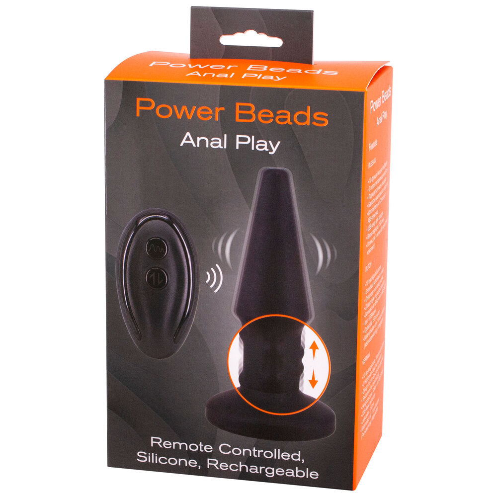 Power Beads Anal Play Rimming And Vibrating Butt Plug - Peaches & Cream