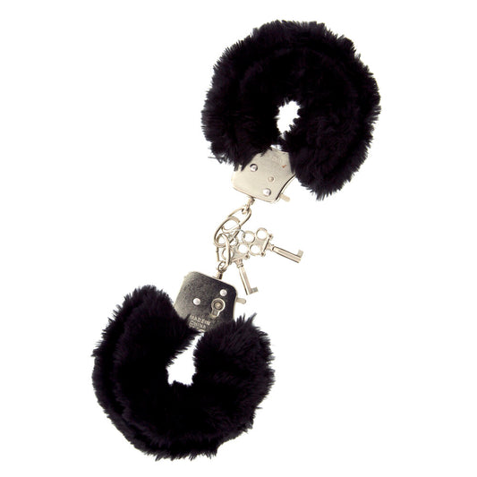 Furry Metal Handcuffs Black - Peaches & Cream