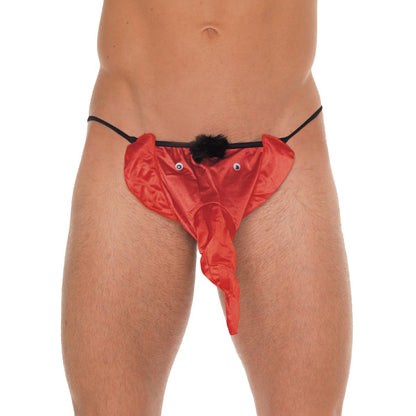 Mens Black GString With Red Elephant Animal Pouch - Peaches & Cream