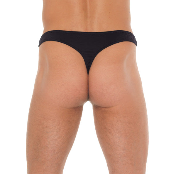 Mens Black GString With A Net Pouch - Peaches & Cream