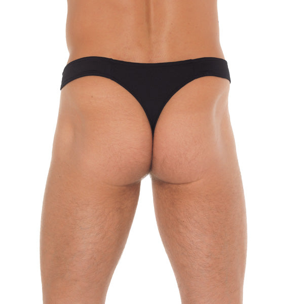 Mens Black GString With Zipper On Pouch - Peaches & Cream