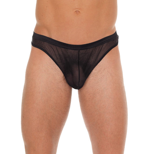 Mens Black Mesh GString - Peaches & Cream