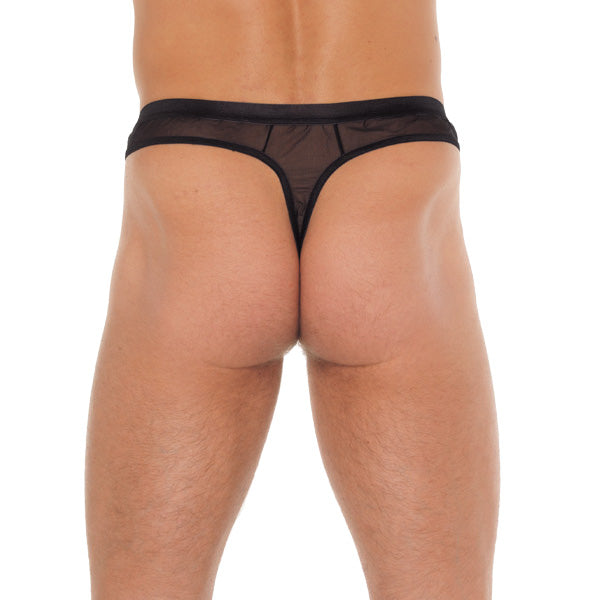 Mens Black Mesh GString - Peaches & Cream