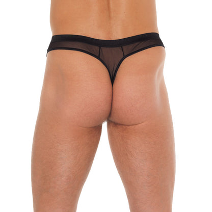 Mens Black GString With Penis Sleeve - Peaches & Cream