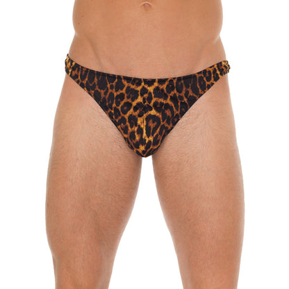 Mens Leopard Print GString - Peaches & Cream