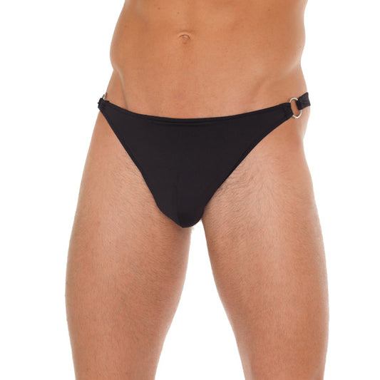 Mens Black GString With Metal Hoop Connectors - Peaches & Cream