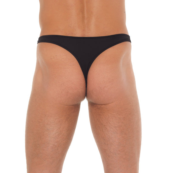 Mens Black GString With Metal Hoop Connectors - Peaches & Cream