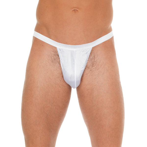 Mens White GString With Small White Pouch - Peaches & Cream