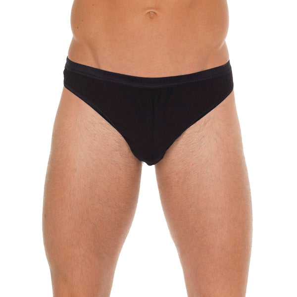 Mens Black Cotton GString - Peaches & Cream