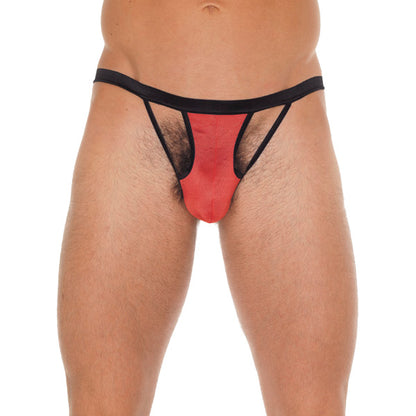 Mens Black GString With Red Pouch - Peaches & Cream