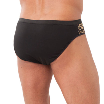 Mens Animal Print Briefs With Zipper - Peaches & Cream