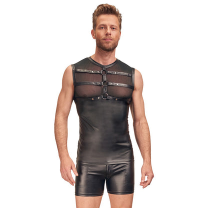 NEK Matte Look Shirt With Chest Harness Black - Peaches & Cream