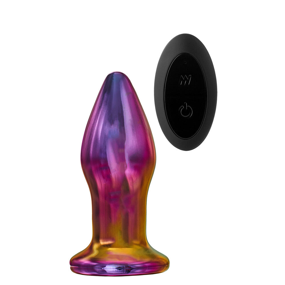 Glamour Glass Remote Control Butt Plug - Peaches & Cream