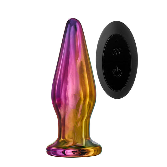 Glamour Glass Remote Control Tapered Butt Plug - Peaches & Cream