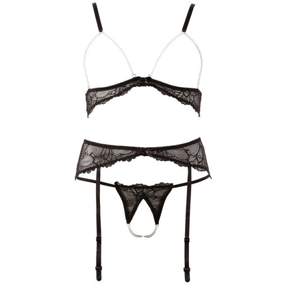 Abierta Fina Pearl Bra Suspender And String - Peaches & Cream