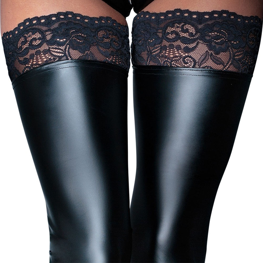 Noir Handmade Black Footless Lace Top Stockings - Peaches & Cream