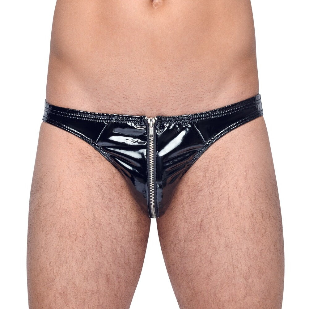 Black Level Vinyl Briefs With Zip Black - Peaches & Cream