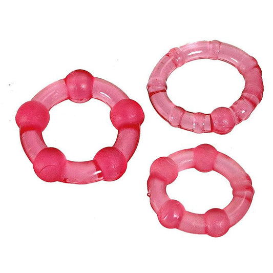 Stay Hard Cock Ring Set - Peaches & Cream