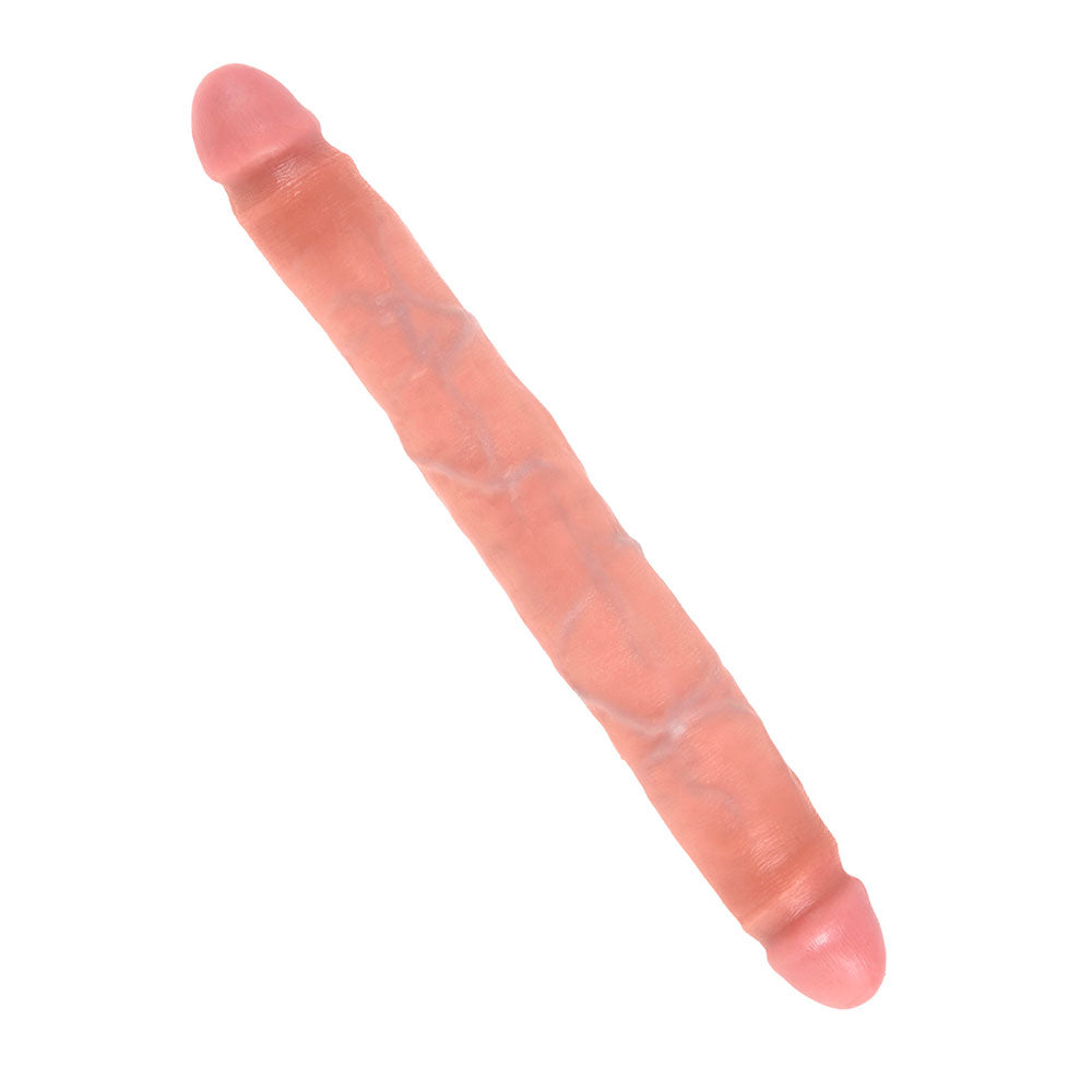 King Cock 12 Inch Slim Double Dildo Flesh - Peaches & Cream