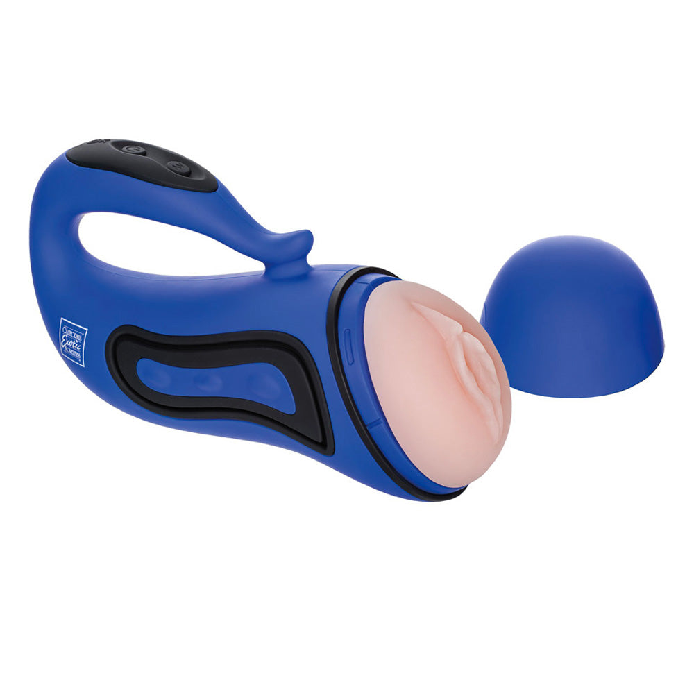 Apollo Alpha Stroker 2 Rechargeable Blue Masturbator - Peaches & Cream