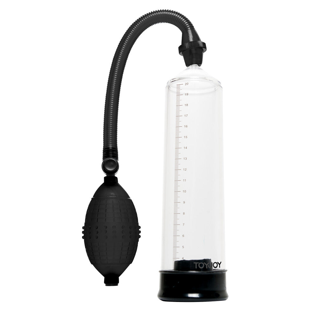 Toy Joy Rock Hard Black And Clear Penis Power Pump - Peaches & Cream