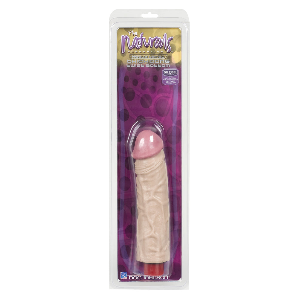 The Naturals Heavy Veined 8 Inch Vibrating Dong Thick - Peaches & Cream