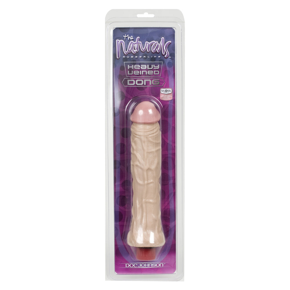 The Naturals Heavy Veined 8 Inch Vibrating Dong Thin - Peaches & Cream