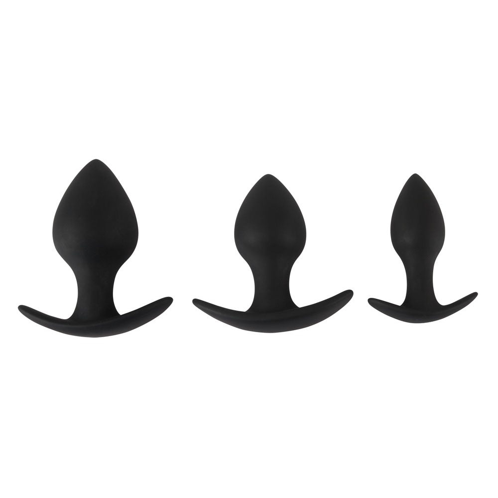 Black Velvet Silicone Three Piece Anal Training Set - Peaches & Cream